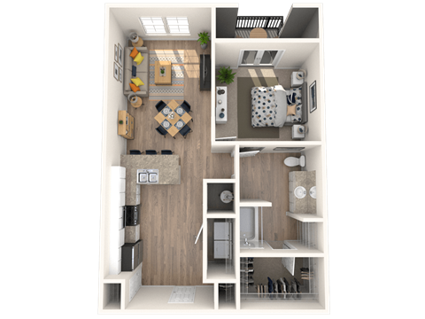 101 Depot, Smryna, TN Apartments 1b 1b 3D floor plan